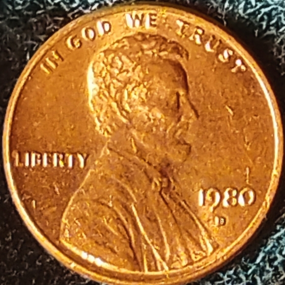 💥1980 D, DDO Lincoln Penny In BRILLIANT CONDITION 💯With EXCELLENT TONING💥 - Picture 7 of 8